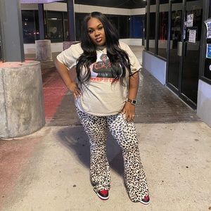 Nastygal Plus Handle With Flare Leopard Plus Pants
